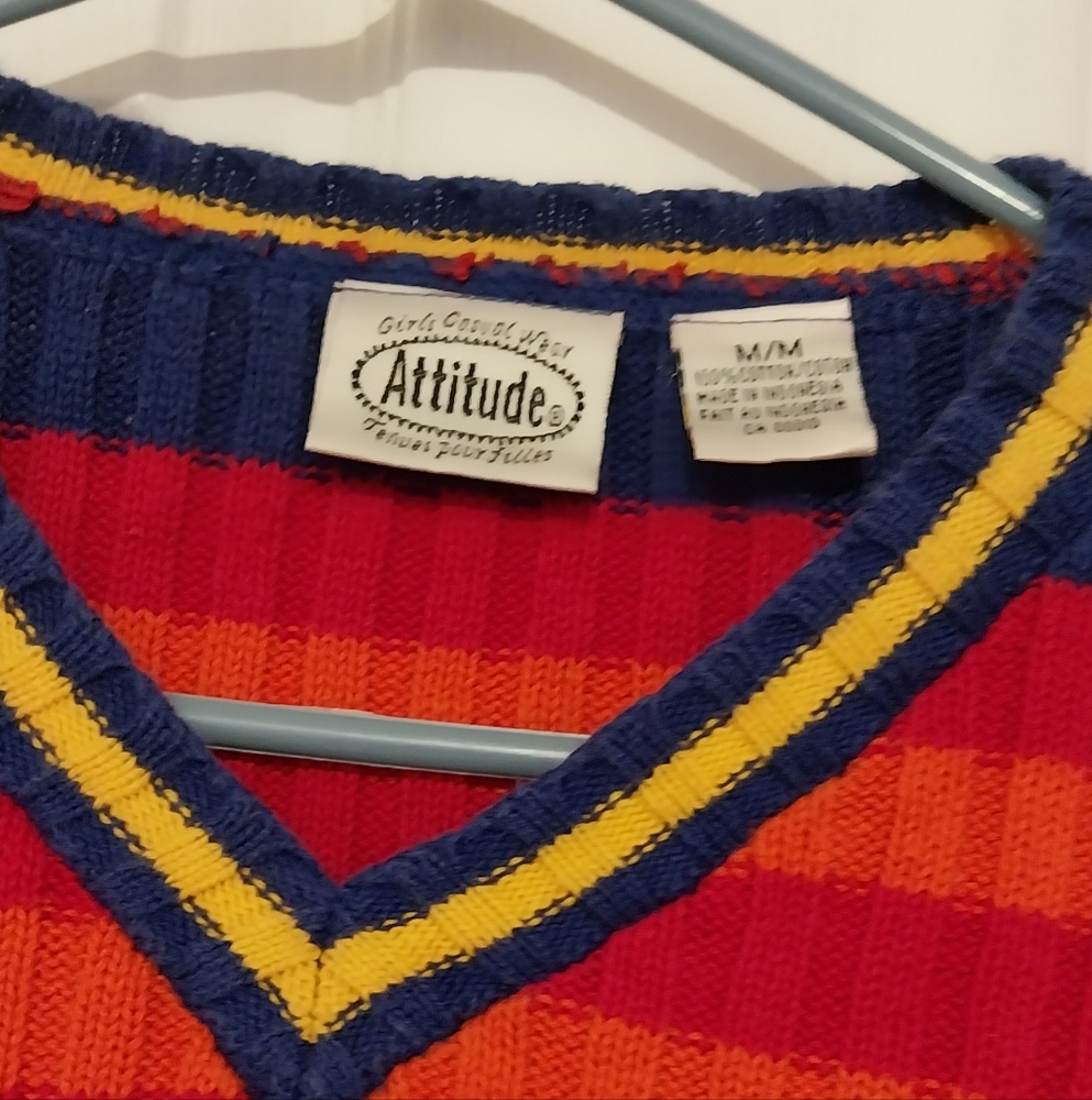 Colorful Striped V-Neck Sweater - Picture 3 of 5